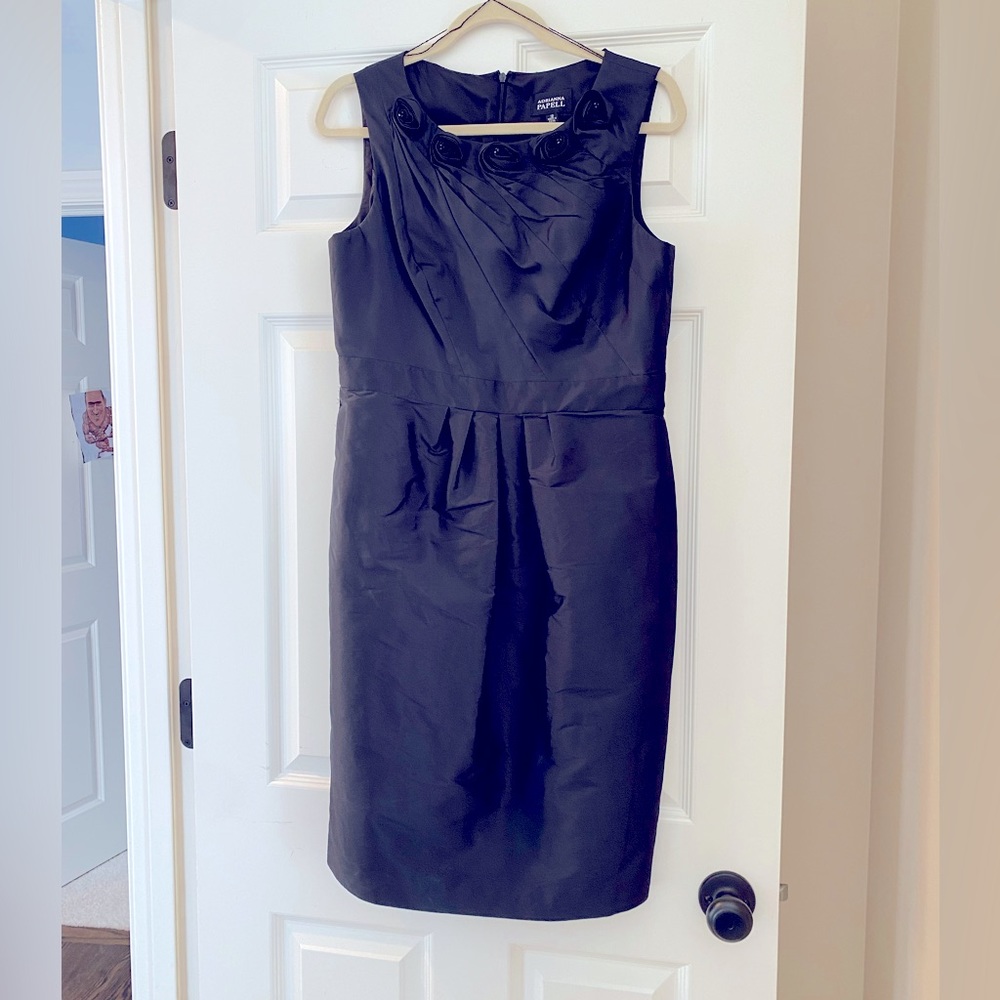 ADRIANNA PAPELL black cocktail dress, 12, new. Rosettes